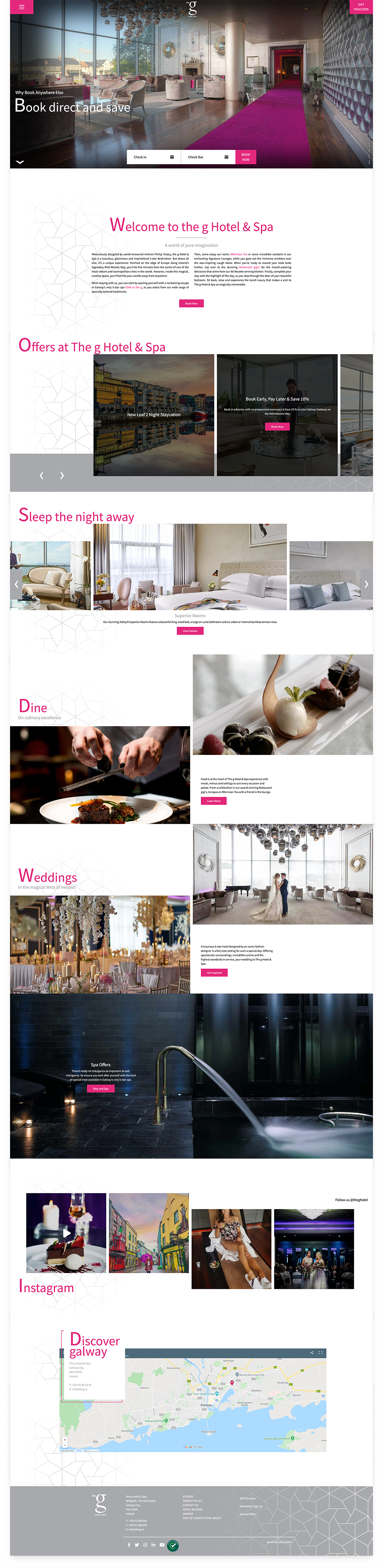 The g Hotel Website layout
